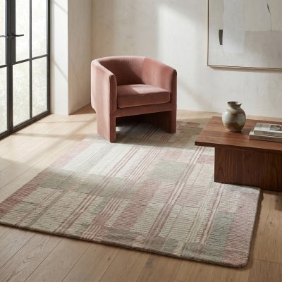 Home Hand Tuffted Wool Rug, 230x160cm, Blush