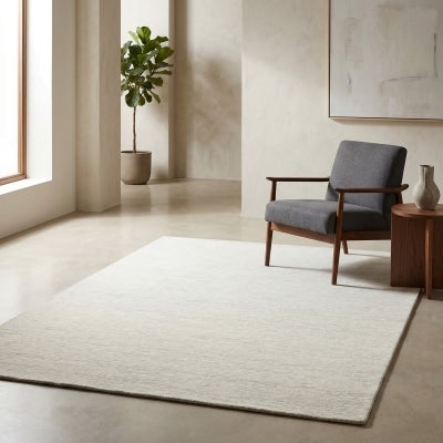 Marled Hand Tufted Wool Rug, 300x400cm, Snow