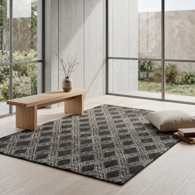Timeless Elegance Hand Loomed Wool & Viscose Rug, 200x300cm, Charcoal / Grey
