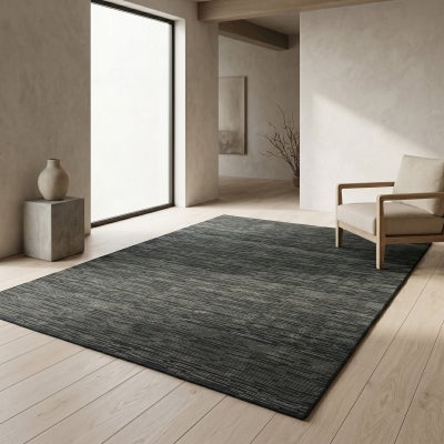 Timeless Stokes Hand Loomed Wool & Viscose Rug, 200x300cm, Charcoal / Grey