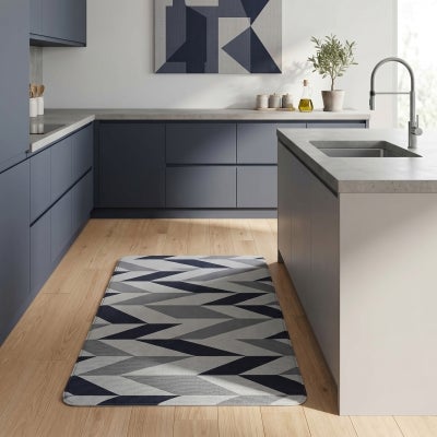 Elias Herringbone Reversible Kitchen Mat, 180x65cm, Navy