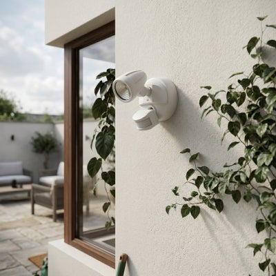 Bandit IP54 Exterior LED Security Light with Sensor, 1 Light, CCT, Matt White