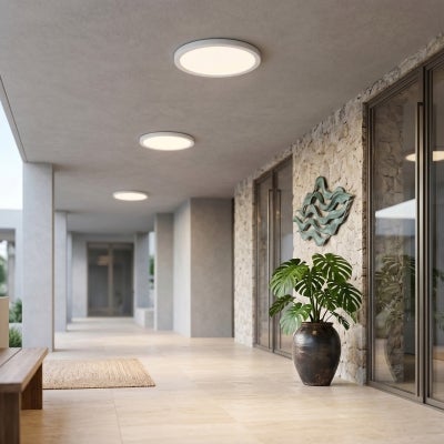 Fino IP54 Indoor / Outdoor LED Oyster Light with Sensor, 18W, CCT, White 