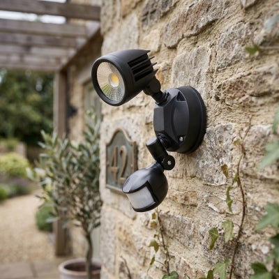 Fortress II IP54 Exterior LED Security Light with Sensor, 1 Head, CCT, Matt Black