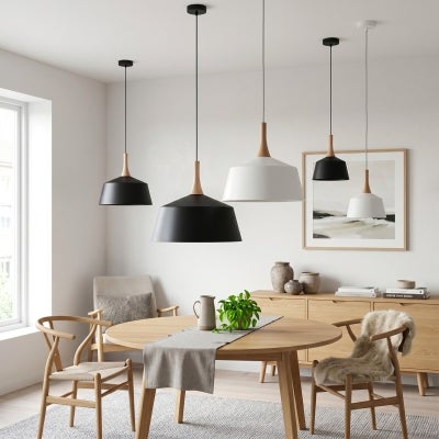 Nordic Steel Pendant Light, Large, Black