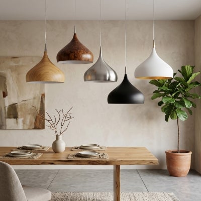 Zara Metal Pendant Light, Large, Oak