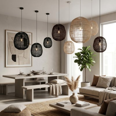 Rana Rattan Pendant Light, Small, Natural