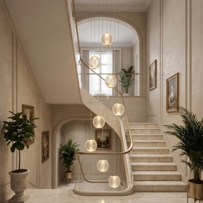 Langdon LED Cluster Pendant Light, 8 Light, 3000K, Gold