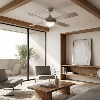 Caprice Timber Ceiling Fan with Light, 130cm/52