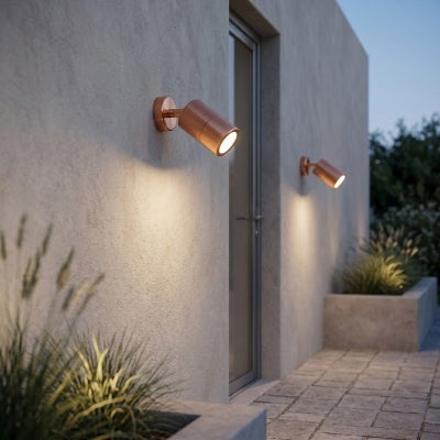Shadow IP65 Exterior Dimmable LED Adjustable Wall Light, 1 Light, CCT, Solid Copper