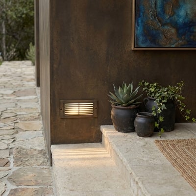 Garners IP65 Brass Exterior LED Step Light, 12V, 4W, 2700K, Bronze