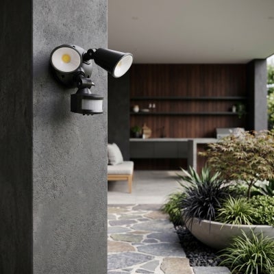 Defender IP54 Exterior LED Security Light with Sensor, 20W, CCT, Matt Black