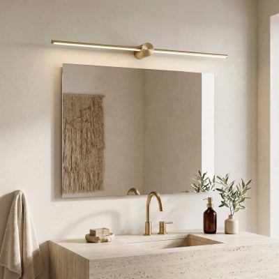 Filo IP44 Aluminium LED Adjustable Vanity / Picture Light, Large, Brass 