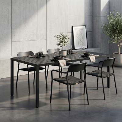Aurora Outdoor Dining Table, 164cm, Black