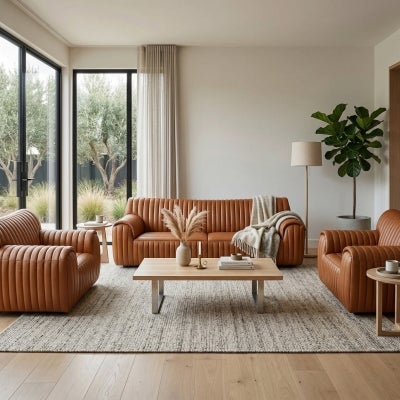 Eameson Full Top Grain Leather Armchair, Tan