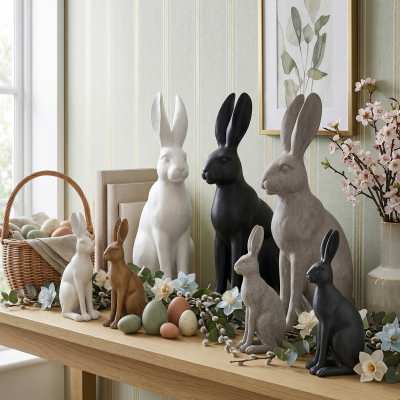Harold the Hare Resin Sculpture, Style A, Small, White