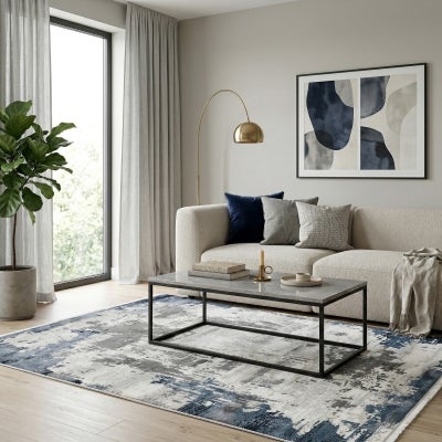 Eternal No.25541A Abstract Modern Rug, 200x290cm, Navy