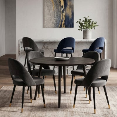Chevron Commercial Grade Regis Fabric Bar Stool, Metal Leg, Charcoal / Black Brass