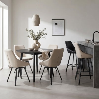 Nemo Commercial Grade Faux Leather High Back Kitchen Stool, Light Grey