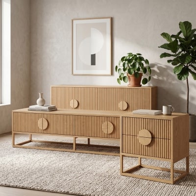 Braxton American Oak 4 Door TV Unit, 180cm, Natural