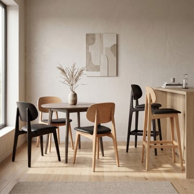 Durafurn Ban Commercial Grade European Beech Dining Chair, Vinyl Seat, Oak / Black