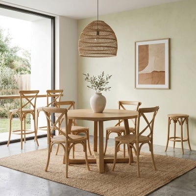 Salhouse Birch Timber Cross Back Counter Stool, Oak