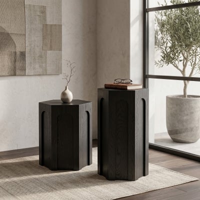 Winston Wooden Tall Side Table, Black