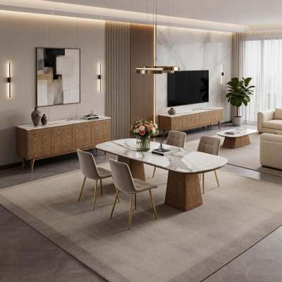 Summerton Sintered Stone Top Wooden Coffee Table, 130cm