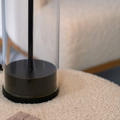 Ira Glass & Metal Base Table Lamp, Black