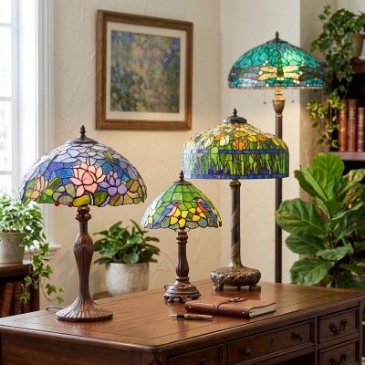 Sylvia Dragonfly Tiffany Style Stained Glass Floor Lamp