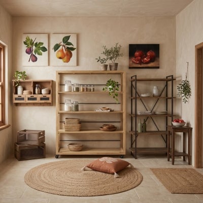 Lorraine Pine Timber Display Shelf with Castors