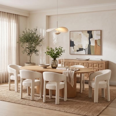 Olvero Wooden Freeform Dining Table, 239cm, Natural