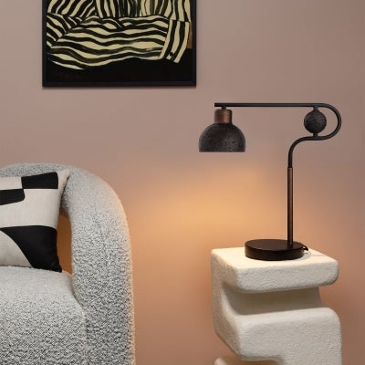 Solaris Travertine & Metal Table Lamp