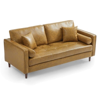 Barcenora Bonded Leather Sofa, 3 Seater, Tan