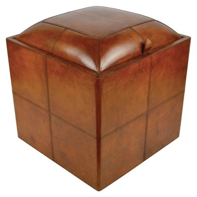 Holdren Leather Square Storage Ottoman, Tan