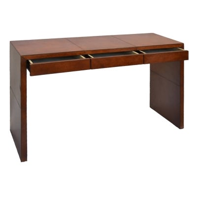 Zenta Leather Upholstered Wooden Console Table, 120cm