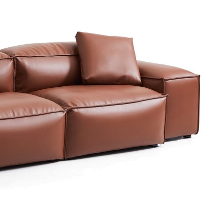 Touff Bonded Leather Modular Sofa, Low Arms, 6 Seater, Tan