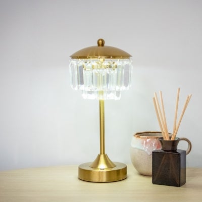 Rouxel Iron & Crystal Glass Rechargeable USB LED Table Lamp