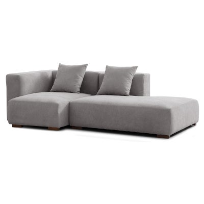 Mareno Modern Fabric Modular Corner Sofa, 3 Seater Armless with LHF Chaise, Light Grey
