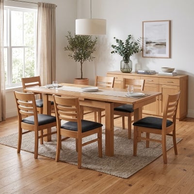 Moselia Tasmanian Oak Timber End Extension Dining Table, 150-250cm, Wheat