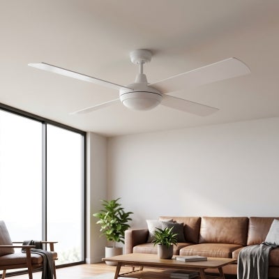 Tempest AC Ceiling Fan with CCT Dimmable LED Light, 132cm/52'', White