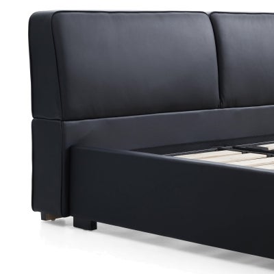 Orvellis Bonded Leather Low Profile Platform Bed, King, Black