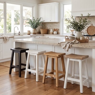 Osaka Mango Wood Kitchen Stool, Honey Wash