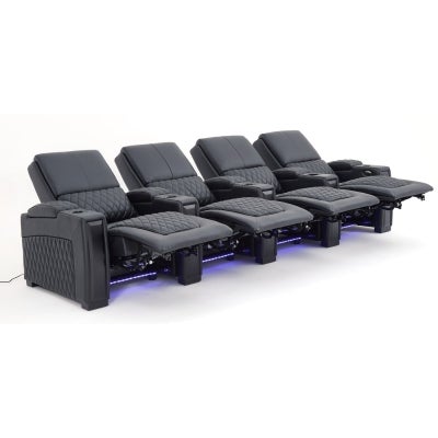 Alexandra Leather Electric Home Theatre Recliner Sofa, 4 Seater, Black