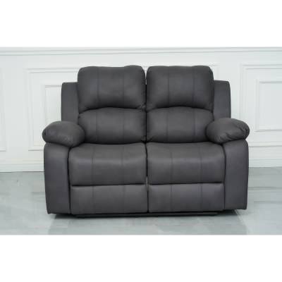 Hunsdon Leather Look Fabric Recliner Sofa, 2 Seater, Charcoal