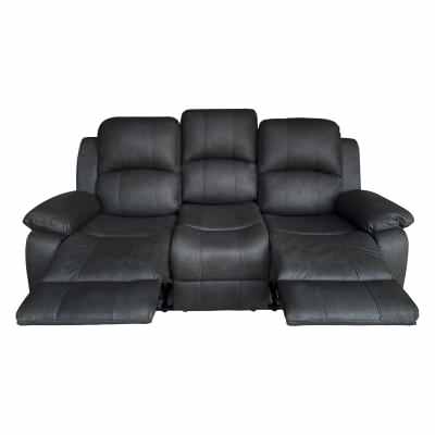 Hunsdon Leather Look Fabric Recliner Sofa, 3 Seater, Black