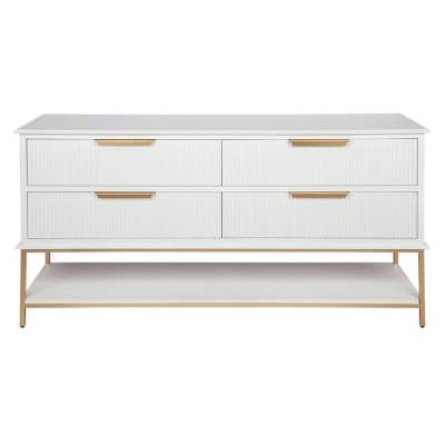 Aimee 4 Drawer Sideboard, 170cm, White / Gold