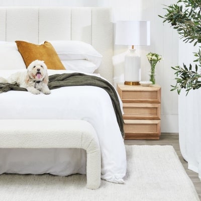 Soho Boucle Fabric Bed Headboard, Queen, White