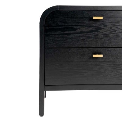 Chisholm Oak Timber Bedside Table, Black