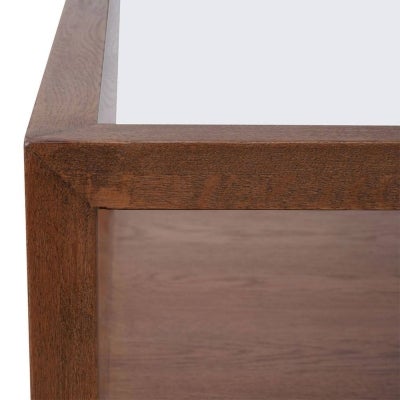 Sadie Glass & Oak Timber Square Coffee Table, 90cm, Walnut